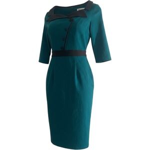 MUXXN Pencil Dress Womens Small Teal New Retro 1950s Cocktial Business Sheath